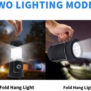 Solar Camping Lantern, USB Rechargeable , Super Bright（2 Pack）