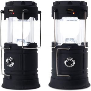 Solar Camping Lantern, USB Rechargeable , Super Bright（2 Pack）